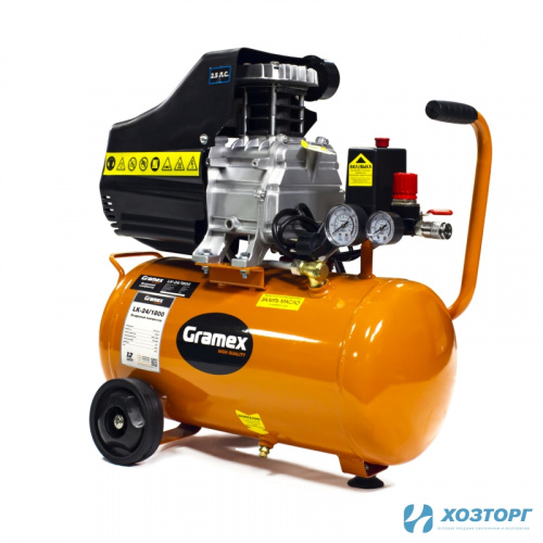 Воздушный компрессор GRAMEX LK 24-1800 (238л/мин,объем24л,1,8кВт,8бар,2850об/мин) (1/12)
