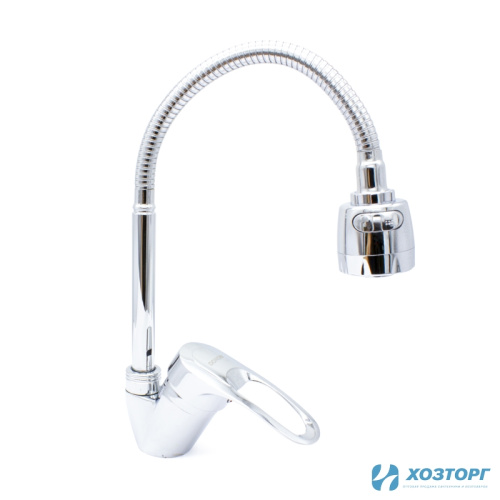 Смеситель  д/кухни DORON DС 2831-N, шаровый, хром, излив гибкий гофрированный, п/г (1/10)