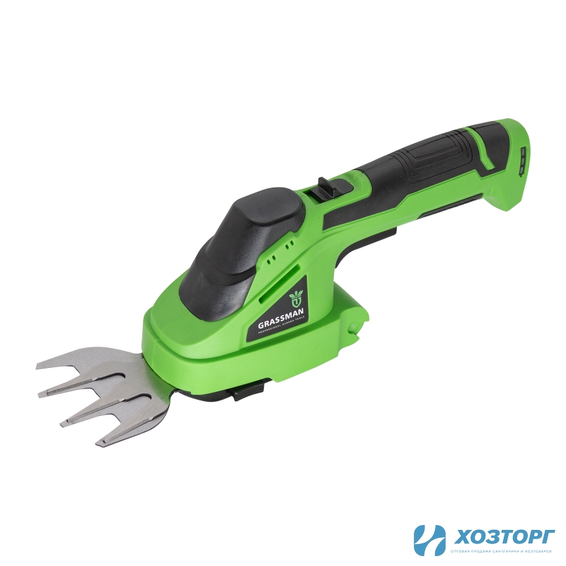 Кусторез аккумуляторный GRASSMAN CH-7202, 7,2 В, 1.5Ач,  2в1, длина реза 120мм, ЗУ, коробка(1/8)