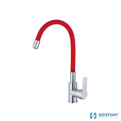 Смеситель  д/кухни DORON DC 2655RED-N, шаровый, красный, излив гибкий силиконовый, п/г (1/10)