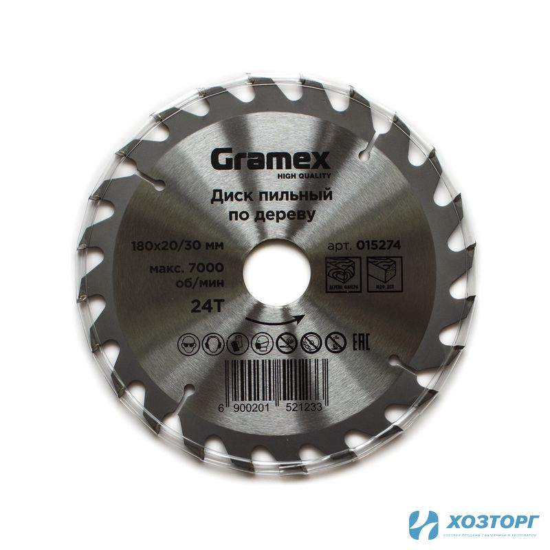 Диск пильный по дереву 180*30/20*24Т GRAMEX (1/50)