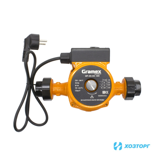  Насос циркуляционный  GRAMEX UP-25-60, 180мм, напор 6м, 100Вт, подключение 1" с проводом (1/8)