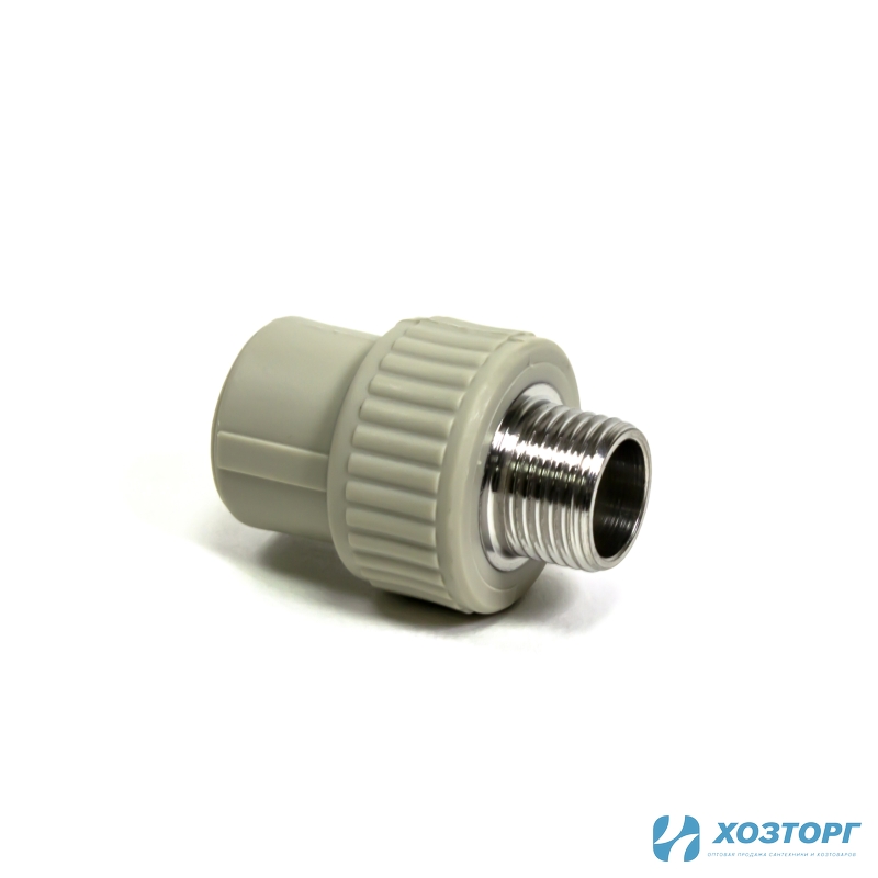 Муфта комбинированная нар.рез. 20х3/4" WALTON серый (10/220)